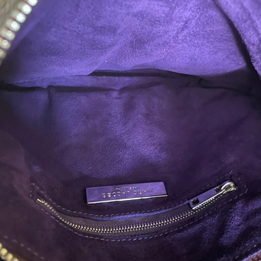 Marc Jacobs Mini Sofia Hobo Bag Women Small Purple Leather Good Push Lock Italy